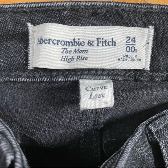A&F Black Distressed Mom Jeans - Picture 3 of 6
